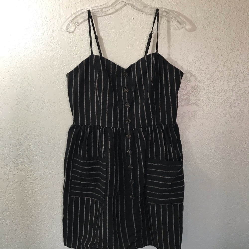 Peach puff strip dress SZ XL